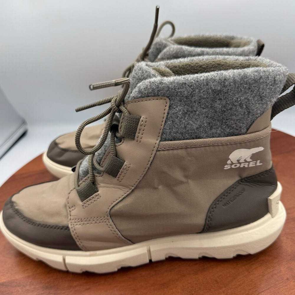 Sorel Explorer Next Carnival Waterproof Boots Womens 7.5 Tan Felt Lined Lace Up - Picture 6 of 14